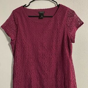 Ann Taylor Factory Magenta Lace Blouse